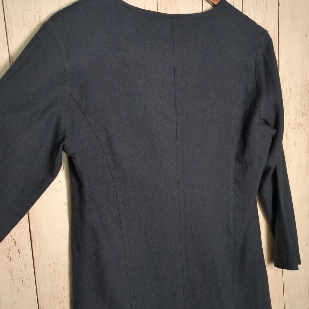 Blue Linen Blend Jacket Blazer Top Minimalist Lagen Womens 10 LUUKAA - Picture 4 of 12